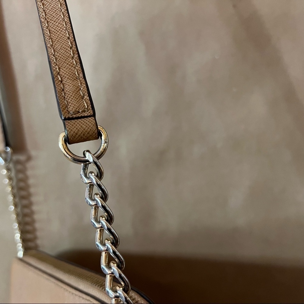Michael Kors | Cindy Large Dome Saffiano Leather Crossbody Bag Purse in Peanut - Picture 7 of 16